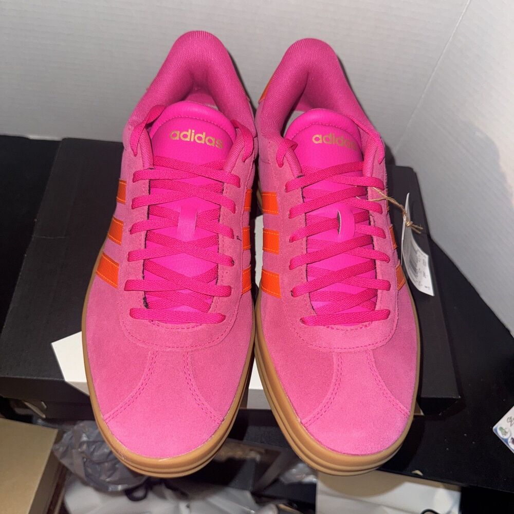 Size 9 Woman Adidas VL Court Bold Shoes Shock Pink Sneakers JQ5636 - Picture 5 of 7